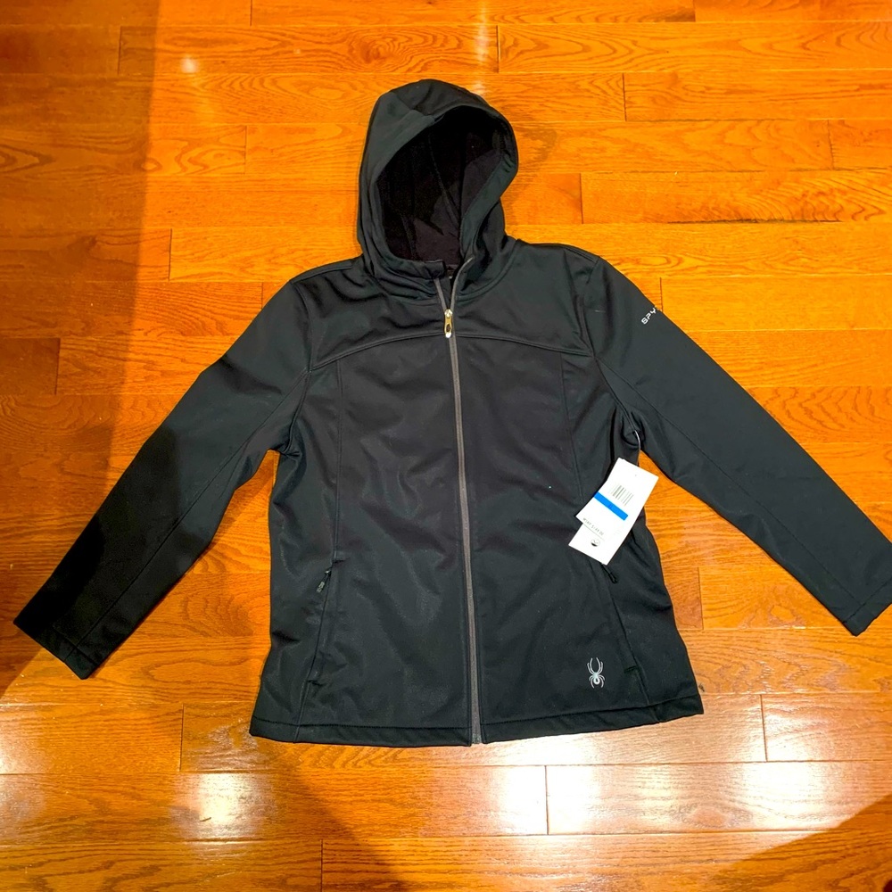 Women’s Spyder Black Hooded Jacket NWT size XL
